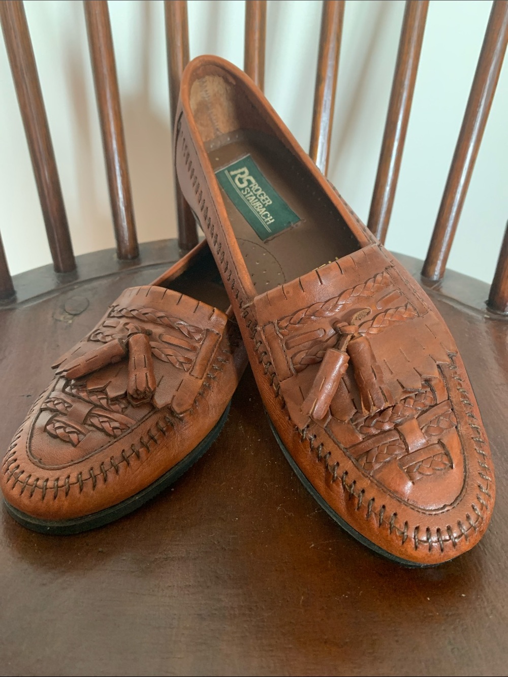 Roger Staubach Tyler Tassel Loafers Men’s 8.5M Brown Leather Slip On